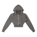 Womens Vintage Washed Cropped Fleece Hoodie