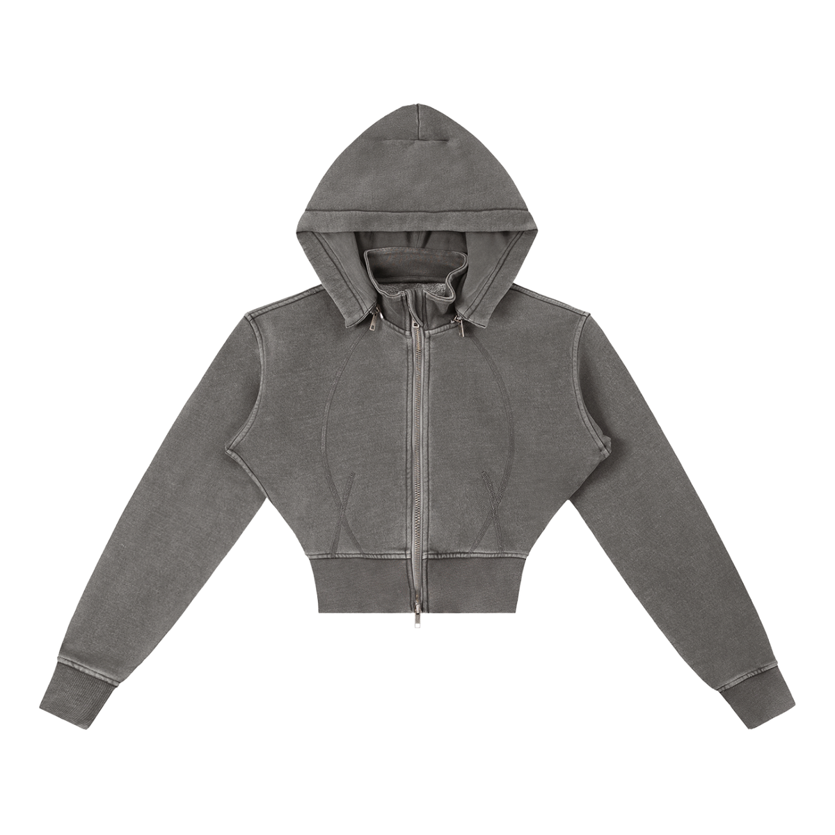 Womens Vintage Washed Cropped Fleece Hoodie