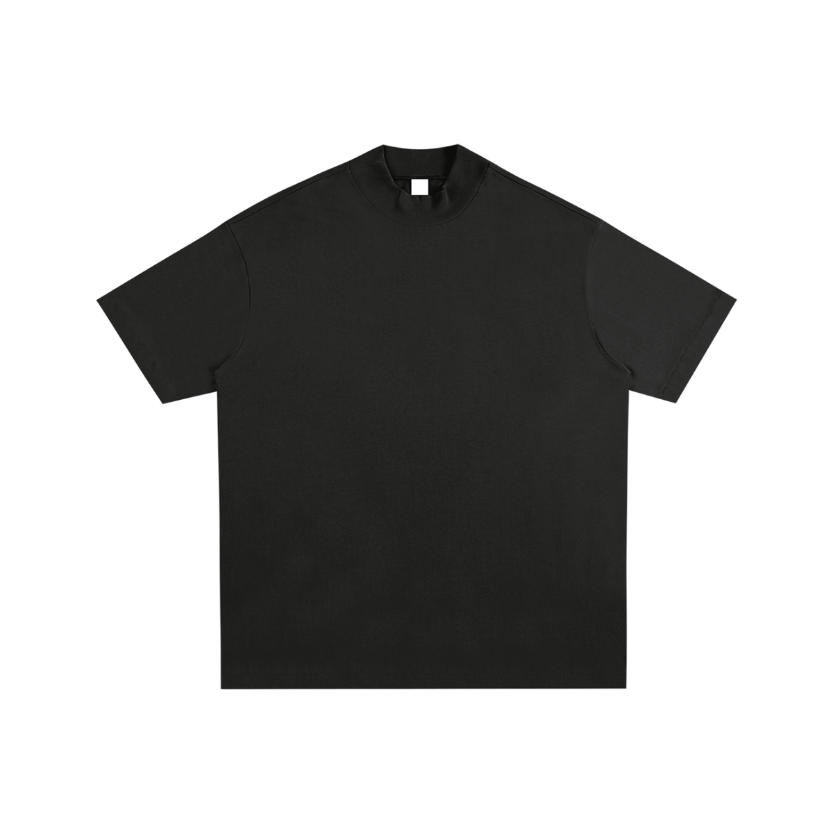 Stamp Mock Neck Cotton T-Shirt