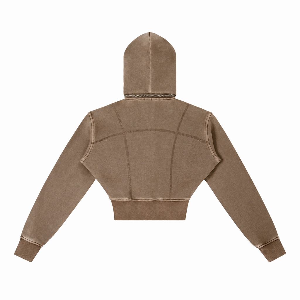 Womens Vintage Washed Cropped Fleece Hoodie