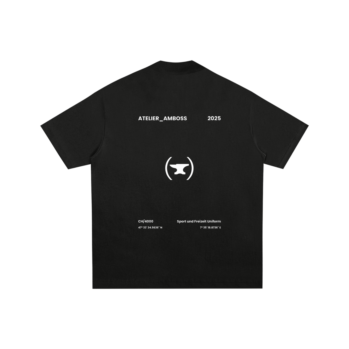 Stamp Mock Neck Cotton T-Shirt