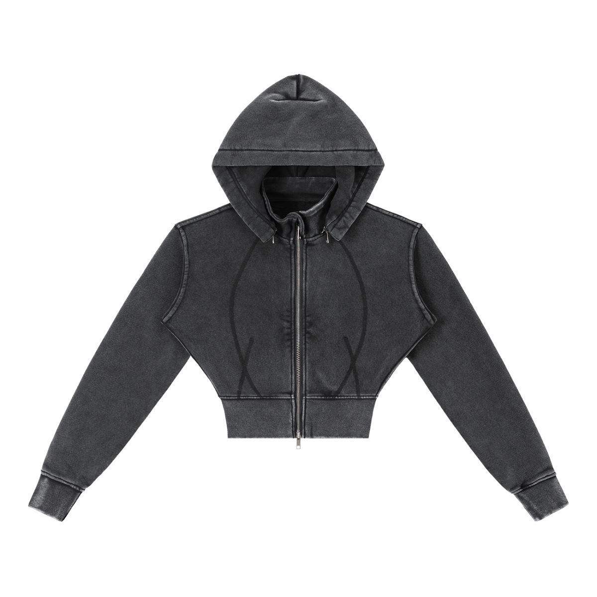 Womens Vintage Washed Cropped Fleece Hoodie
