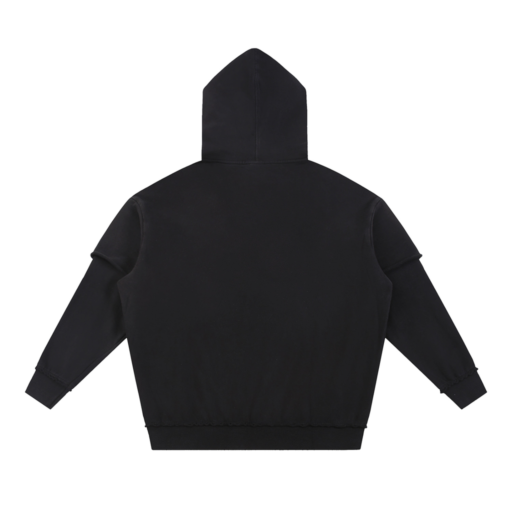 Snow Washed Raw Edge Double Layered Hoodie