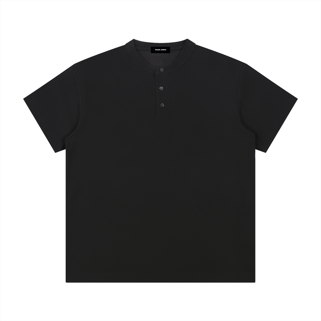 Short Sleeve Basic Henley Shirt