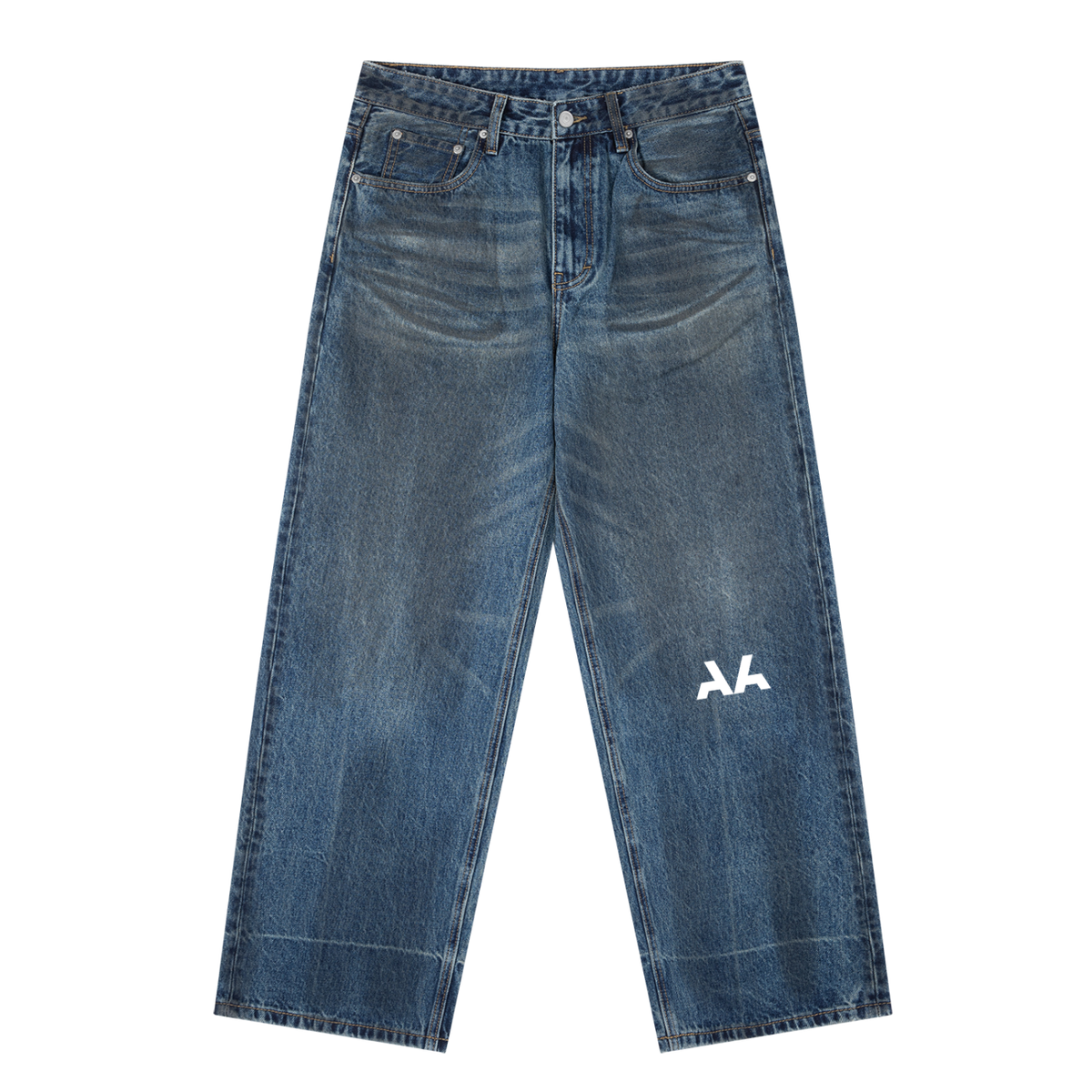 Vintage Wash Baggy Denim Jeans