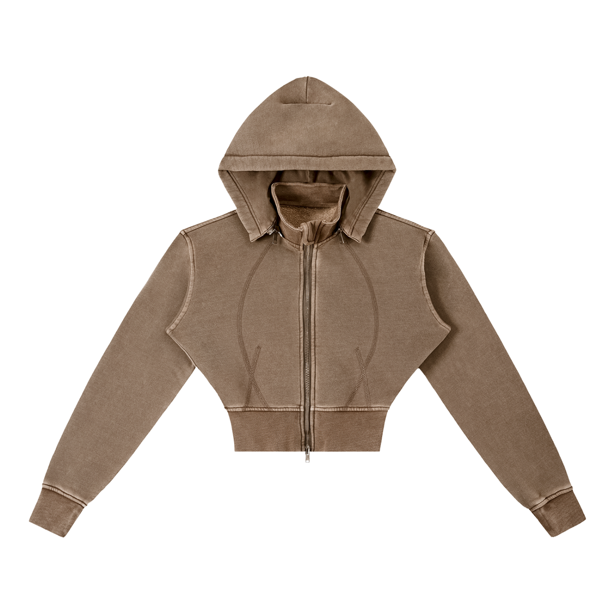 Womens Vintage Washed Cropped Fleece Hoodie