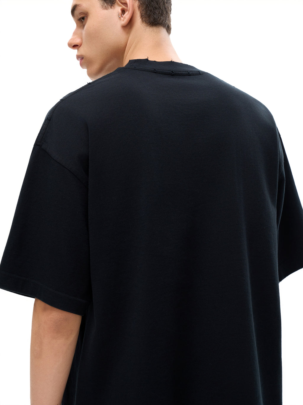 MISSING Black Heavyweight Hand-frayed T-Shirt