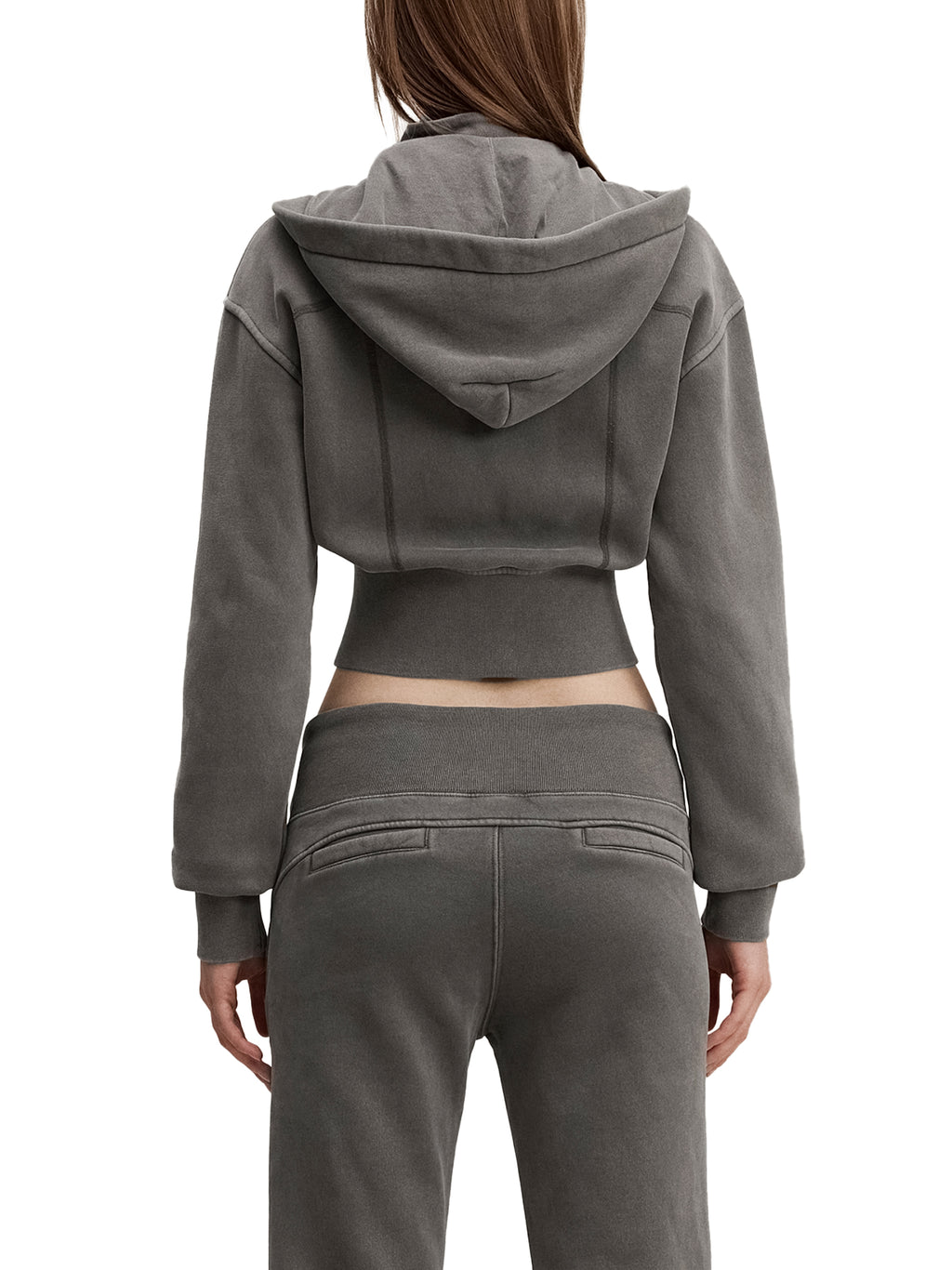 Womens Vintage Washed Cropped Fleece Hoodie