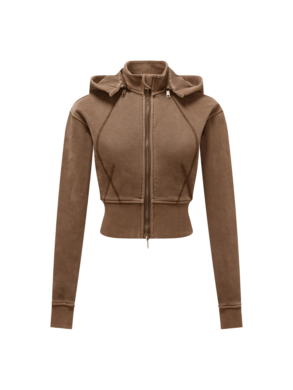 Womens Vintage Washed Cropped Fleece Hoodie