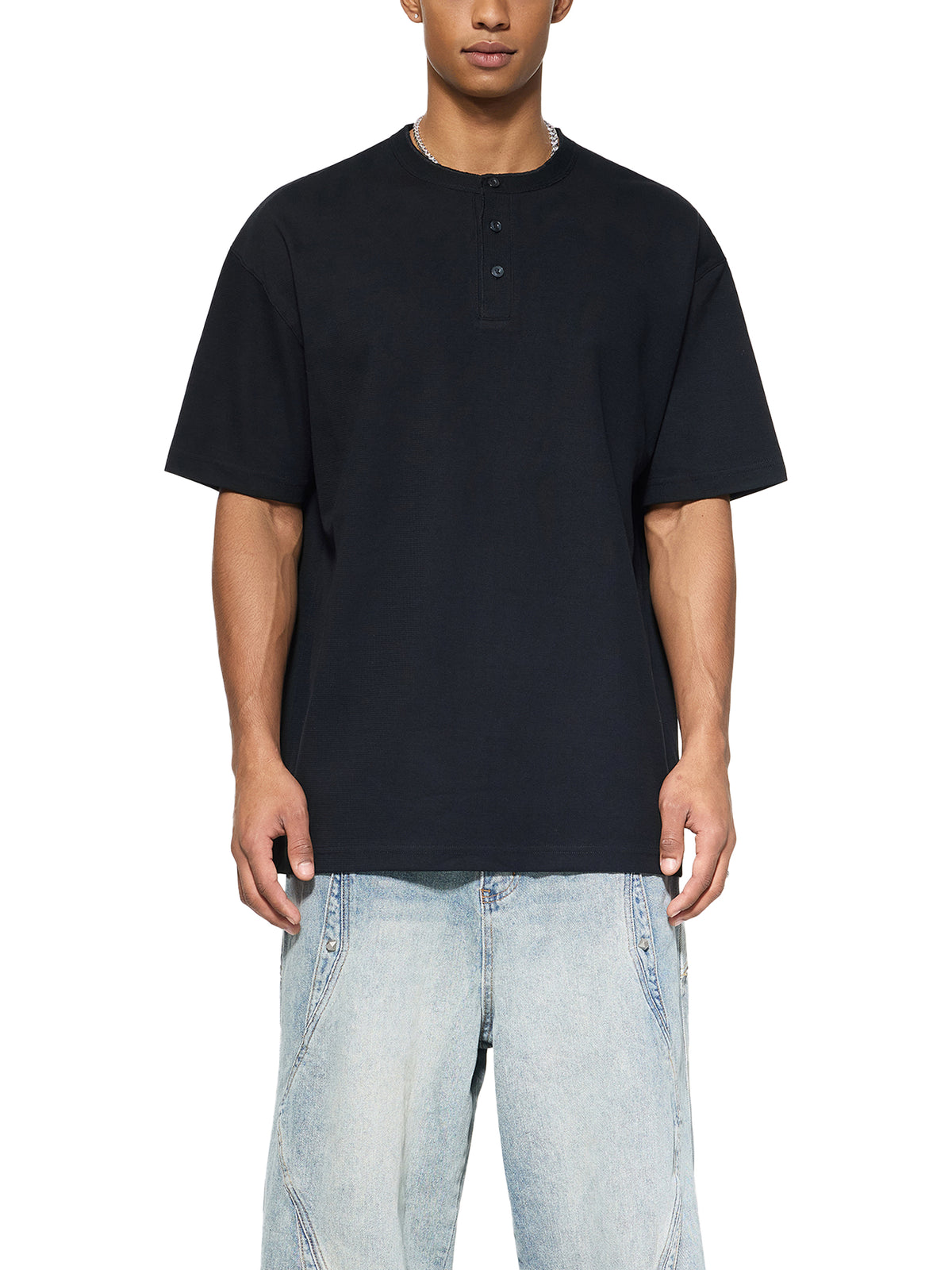 Short Sleeve Basic Henley Shirt